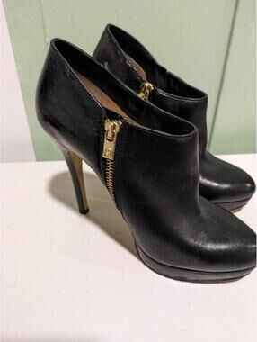 Michael Kors Ankle Boots Womens 8 Black Leather Snake Skin Platform Heels